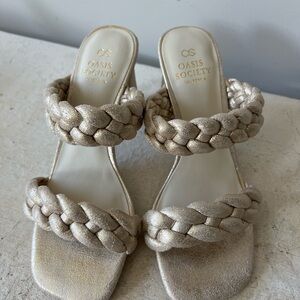 Society Women's Gold Braided Heels